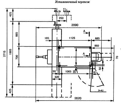 Настановне креслення фрезерного верстата 6К82Ш